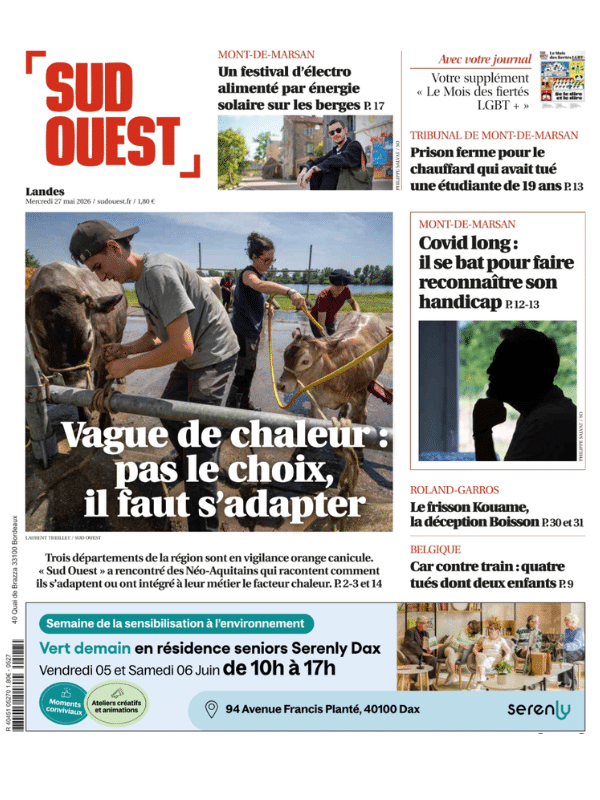 Une de Sud-Ouest du 27 mai 2026 